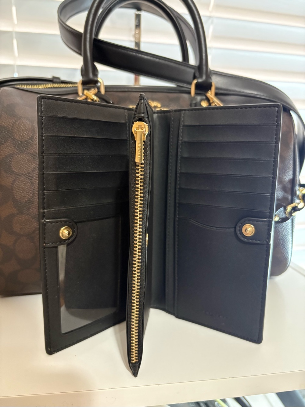 Coach Large Rowan Satchel in Walnut/Black Set - Picture 11 of 12
